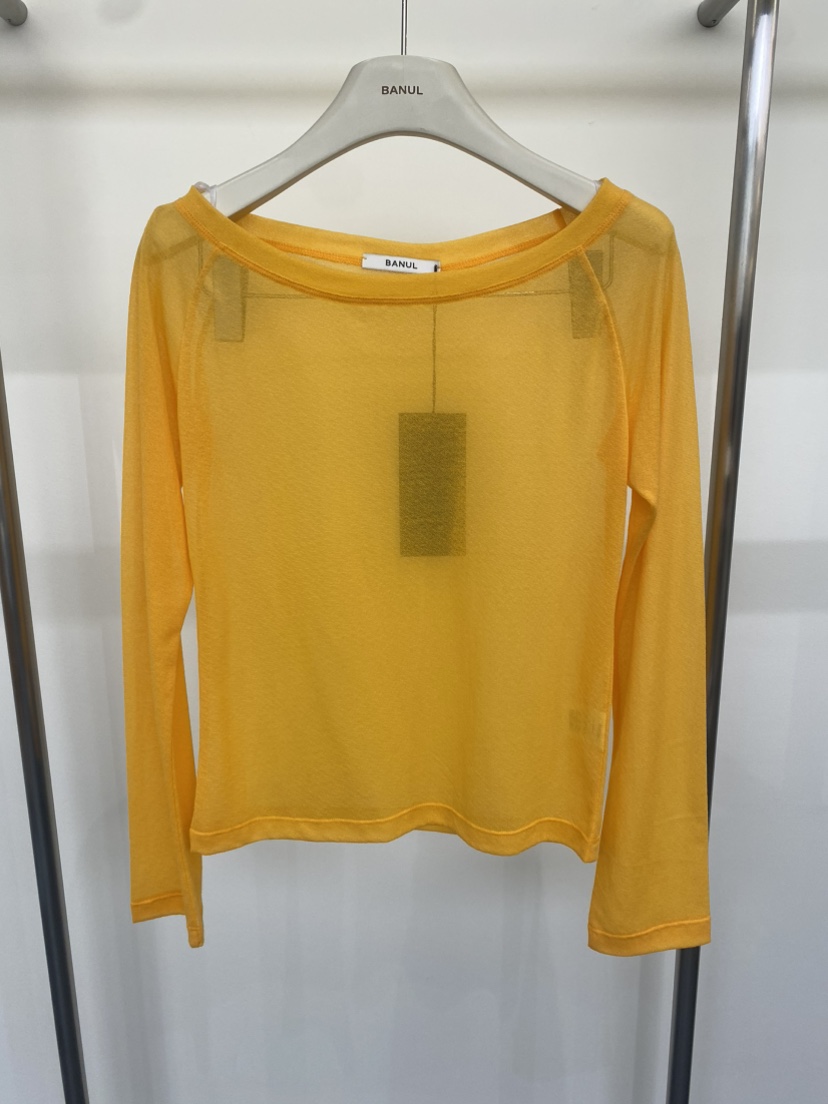 BANUL韓國直郵女士新款時尚休閑推薦真品長袖T恤透視露肩BANUL長袖T恤圖色2