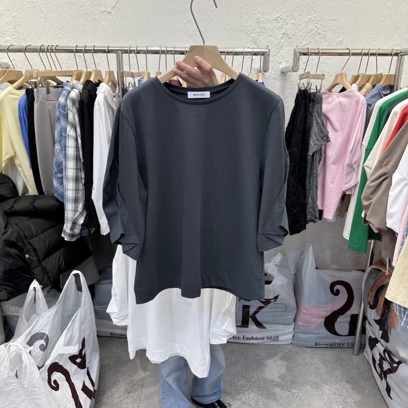 DA YLOG東大門實拍女裝新款職業推薦熱賣真品休閑T恤褶裥DA YLOGT恤圖色2
