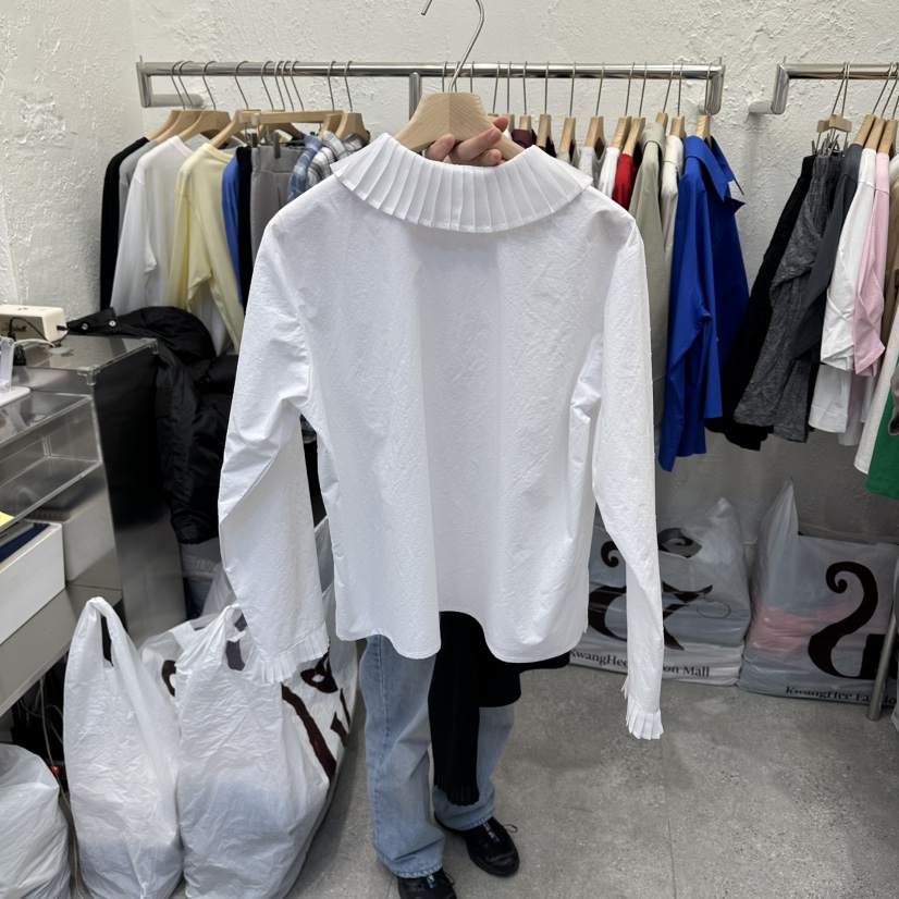 DA YLOG東大門代購女士新款人氣26春夏襯衫蕾絲衫荷葉邊雪紡DA YLOG襯衫/蕾絲衫