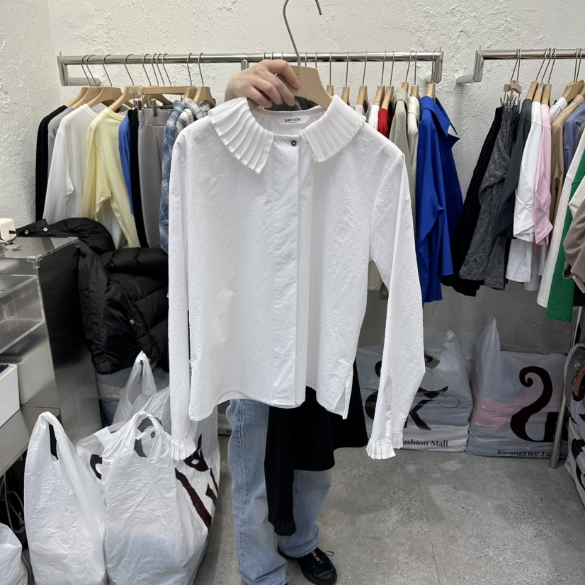 DA YLOG東大門代購女士新款人氣26春夏襯衫蕾絲衫荷葉邊雪紡DA YLOG襯衫/蕾絲衫圖色1