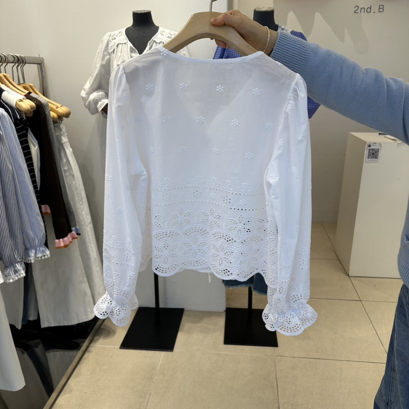 2nd B-S東大門代購女裝新款職業推薦26春夏襯衫蕾絲衫繡花2nd B-S襯衫/蕾絲衫