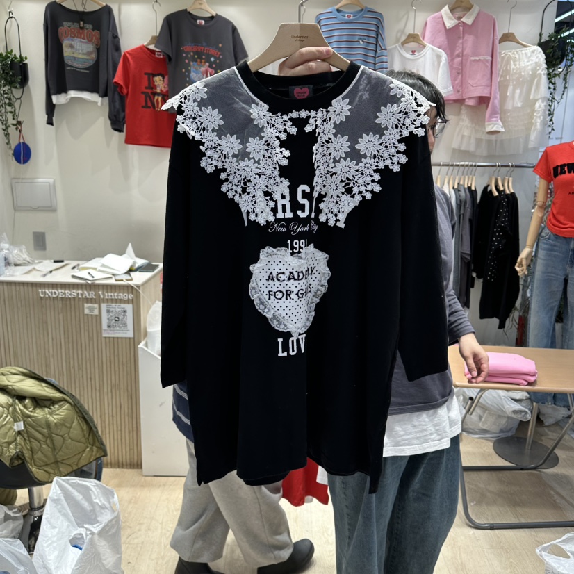 UNDERSTAR_VINTAGE韓國代購女士新款推薦熱賣職業T恤蕾絲UNDERSTAR_VINTAGET恤圖色3
