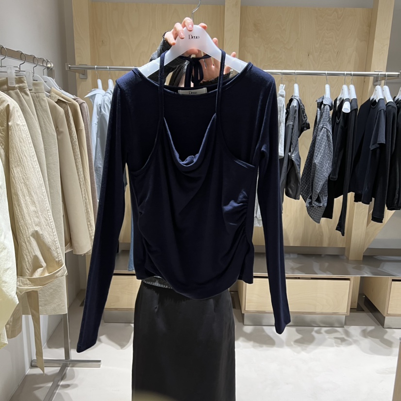 DEUO東大門實拍女裝新款人氣時尚26春夏真品長袖T恤假兩件DEUO長袖T恤圖色2