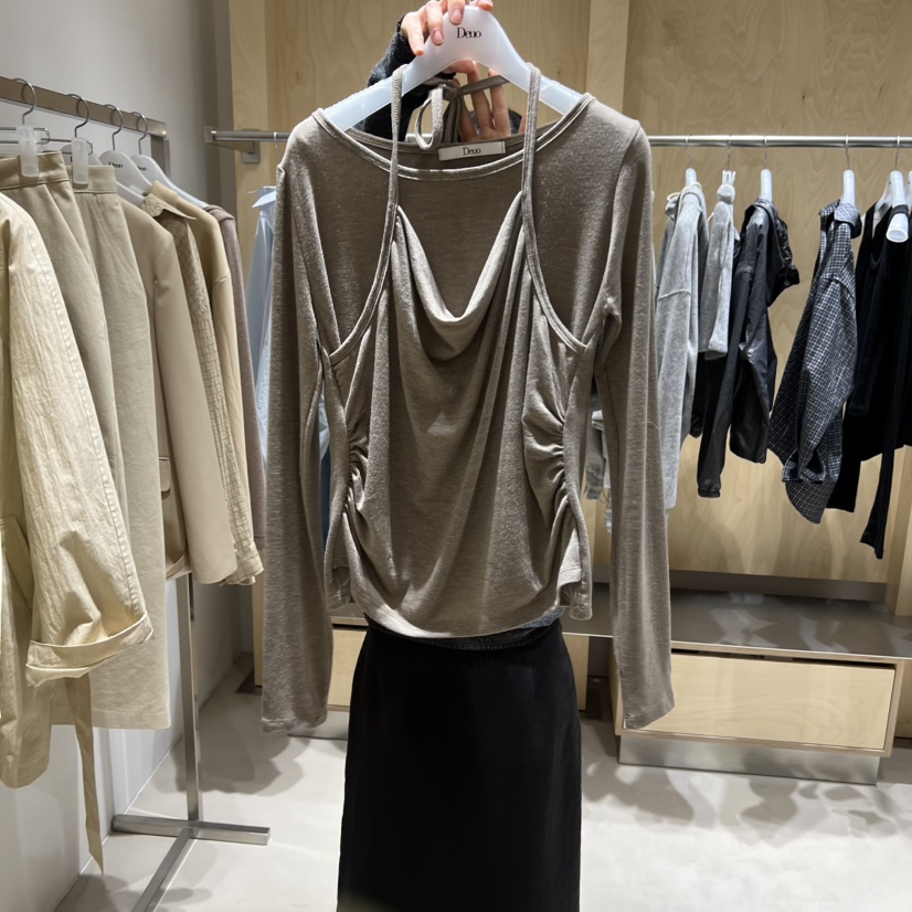 DEUO東大門實拍女裝新款人氣時尚26春夏真品長袖T恤假兩件DEUO長袖T恤圖色3