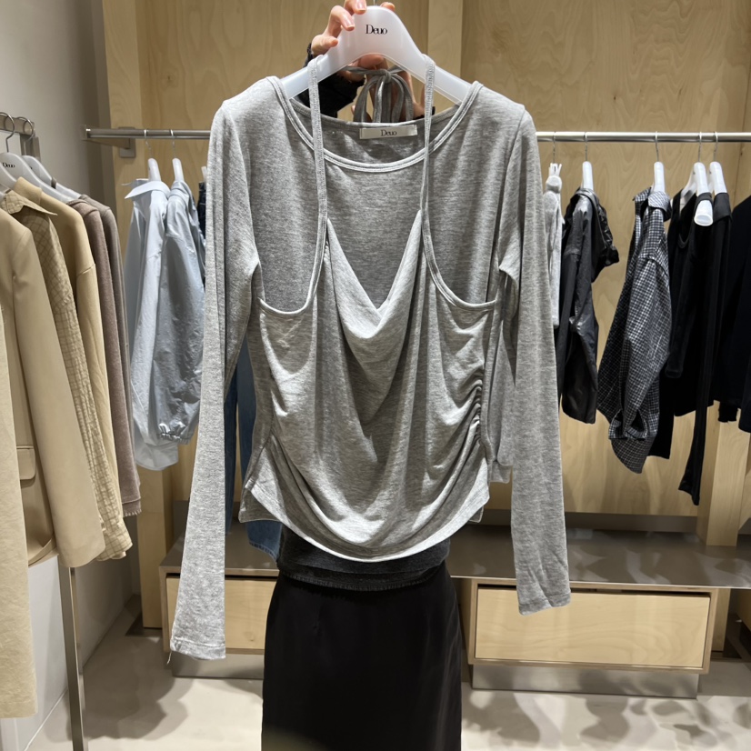 DEUO東大門實拍女裝新款人氣時尚26春夏真品長袖T恤假兩件DEUO長袖T恤圖色4