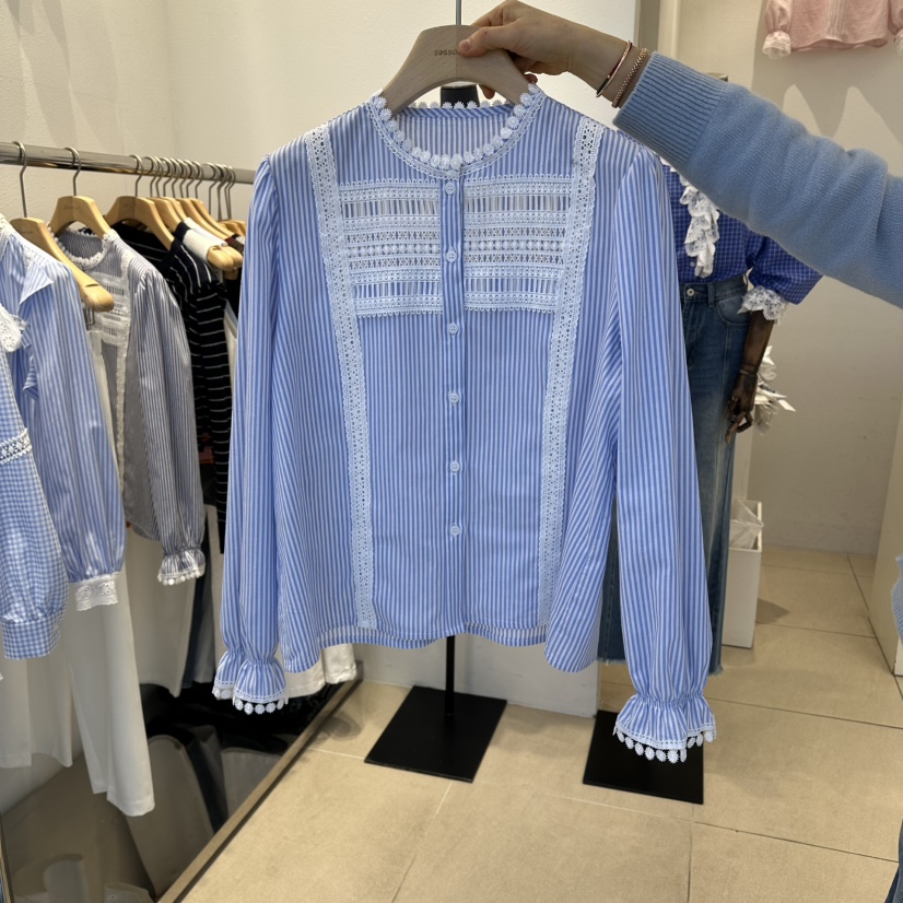 2nd B-S韓國直郵女士新品人氣真品26春夏熱賣襯衫蕾絲衫2nd B-S襯衫/蕾絲衫圖色1淺藍