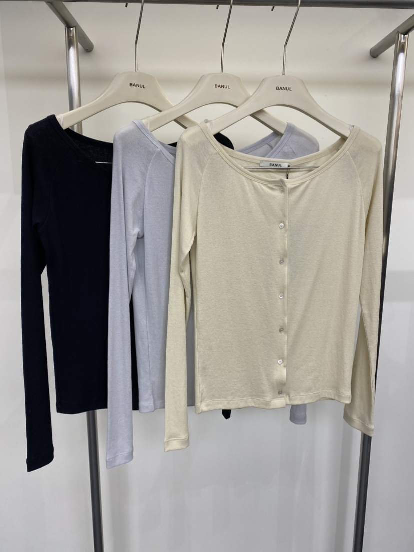 BANUL韓國直郵女裝新款職業26春夏人氣推薦長袖T恤露肩開衫BANUL長袖T恤