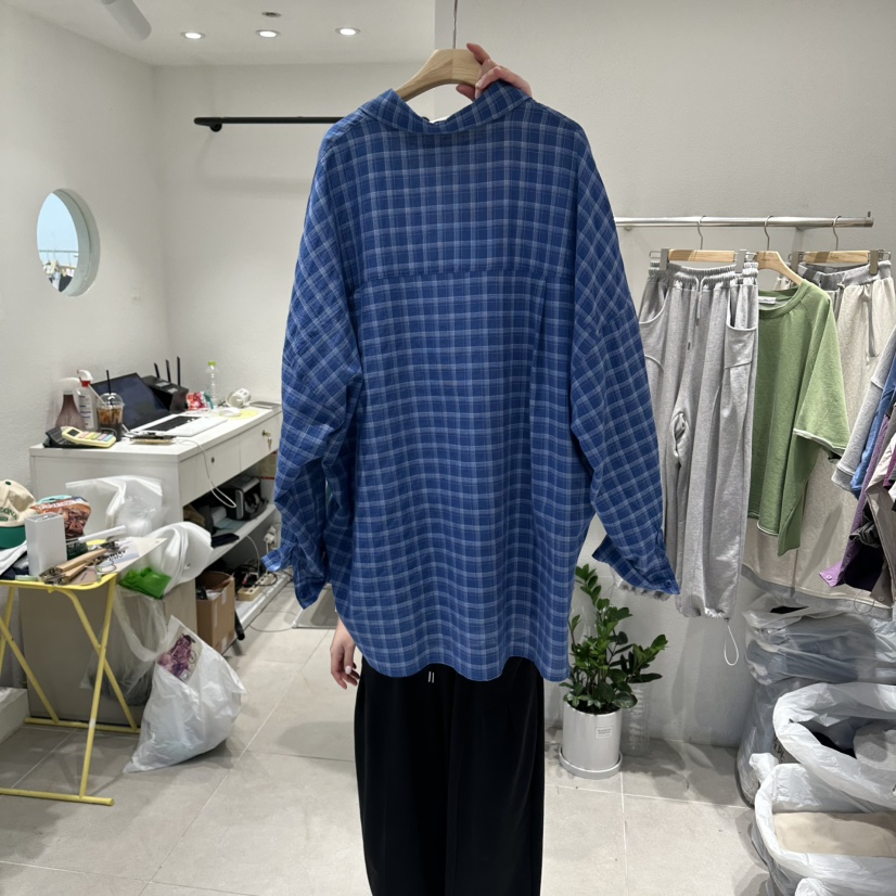 IN KIRA韓國直郵女裝新品休閑時尚襯衫蕾絲衫不含內搭格子IN KIRA襯衫/蕾絲衫