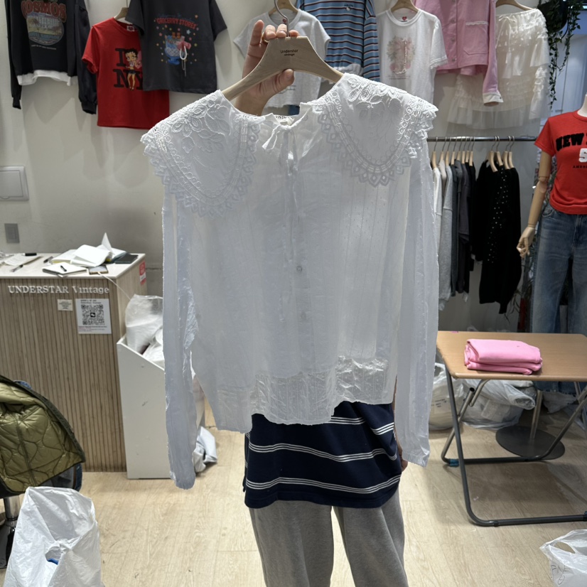 UNDERSTAR_VINTAGE韓國直郵女裝新品時尚休閑襯衫蕾絲衫蕾絲UNDERSTAR_VINTAGE襯衫/蕾絲衫圖色1