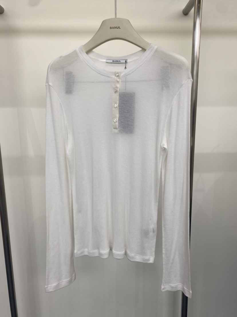 BANUL東大門直郵女裝新品推薦休閑人氣真品長袖T恤圓領紐扣BANUL長袖T恤圖色1