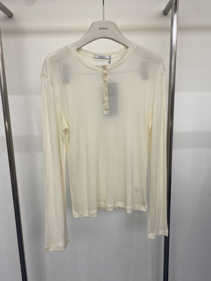 BANUL東大門直郵女裝新品推薦休閑人氣真品長袖T恤圓領紐扣BANUL長袖T恤圖色3