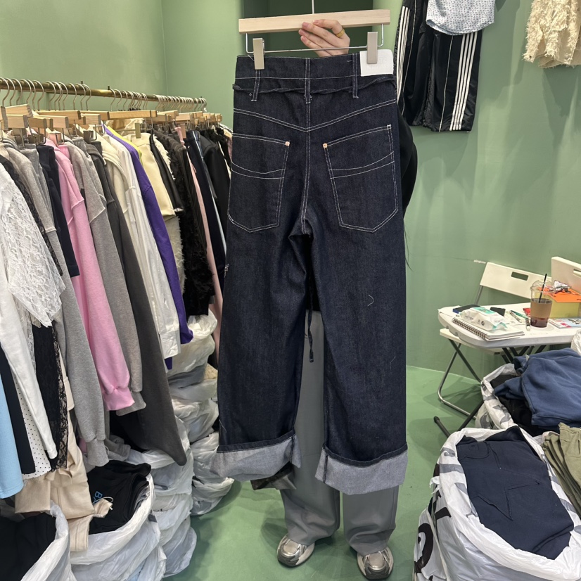 ROMANTIC NEWYORK東大門代購女裝新款休閑牛仔褲不褪色含腰繩ROMANTIC NEWYORK牛仔褲