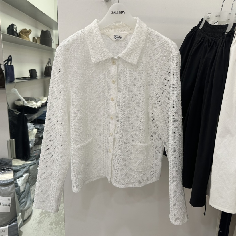 GALLERY-P韓國代購女裝新款休閑時尚26春夏針織衫開衫鏤空GALLERY-P針織衫圖色1白色