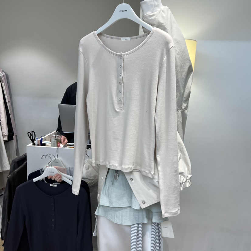 JINSIM韓國代購女裝新款休閑職業時尚26春夏真品人氣長袖T恤JINSIM長袖T恤圖色2