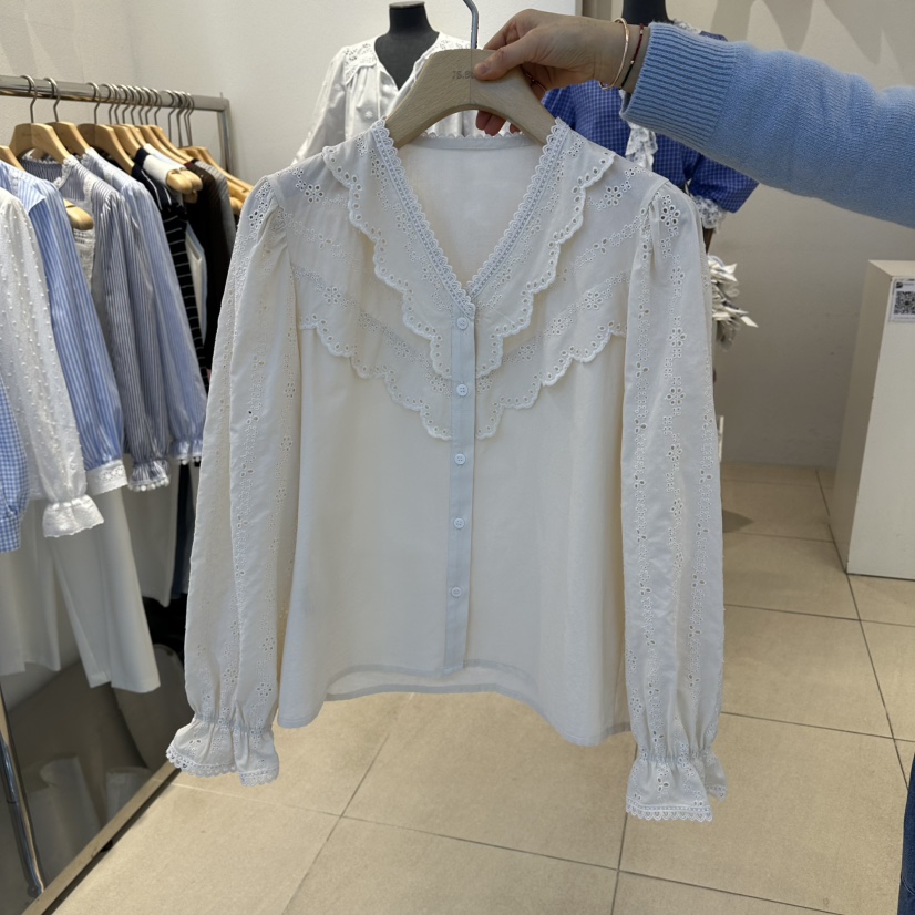 2nd B-S東大門代購女士新品真品休閑熱賣襯衫蕾絲衫刺繡2nd B-S襯衫/蕾絲衫圖色1