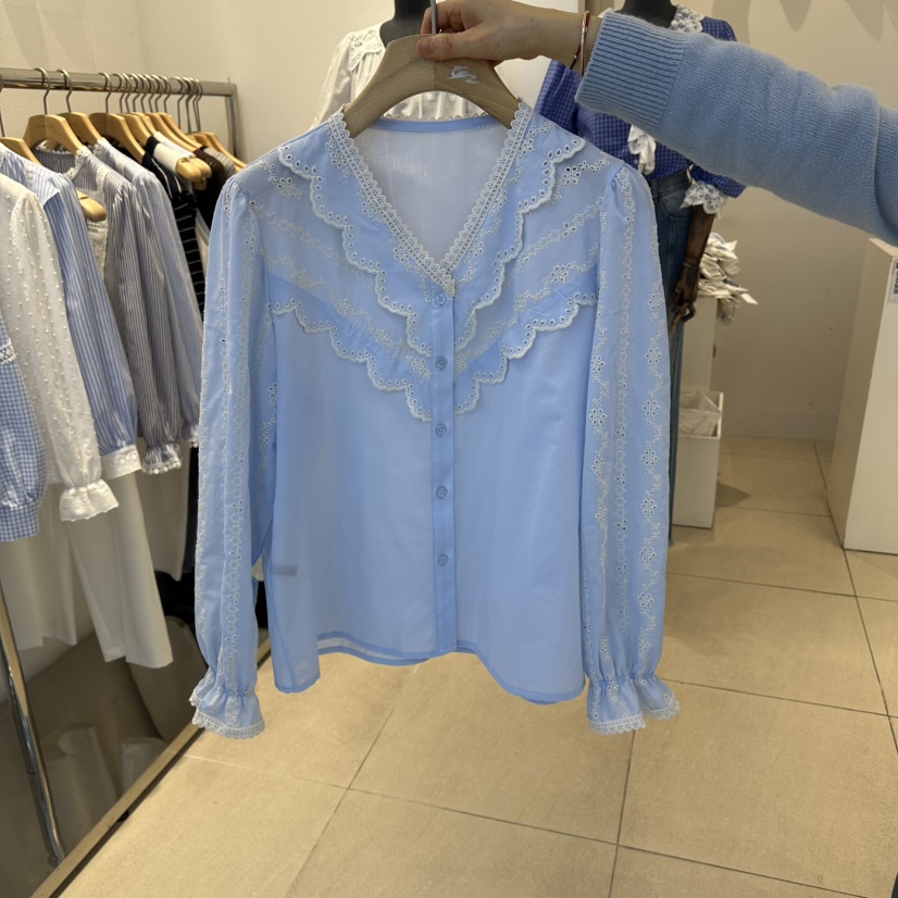 2nd B-S東大門代購女士新品真品休閑熱賣襯衫蕾絲衫刺繡2nd B-S襯衫/蕾絲衫圖色2