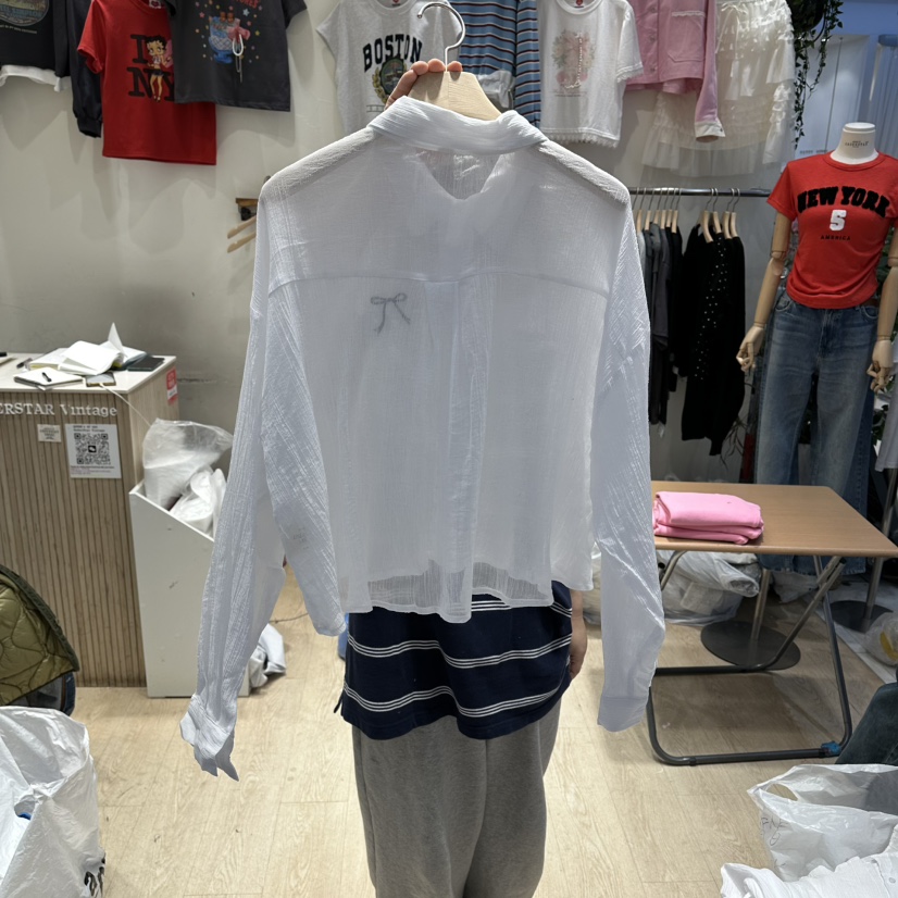 UNDERSTAR_VINTAGE東大門代購女裝新品時尚襯衫蕾絲衫刺繡褶皺UNDERSTAR_VINTAGE襯衫/蕾絲衫