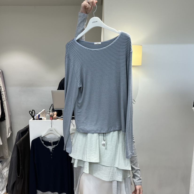 JINSIM東大門實拍女裝新品真品推薦熱賣26春夏時尚長袖T恤JINSIM長袖T恤圖色4