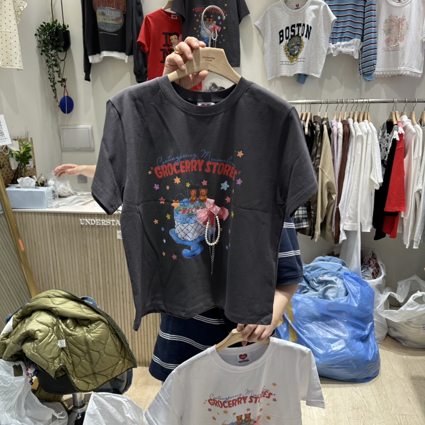 UNDERSTAR_VINTAGE東大門實拍女裝新品時尚熱賣T恤泰迪熊UNDERSTAR_VINTAGET恤圖色2