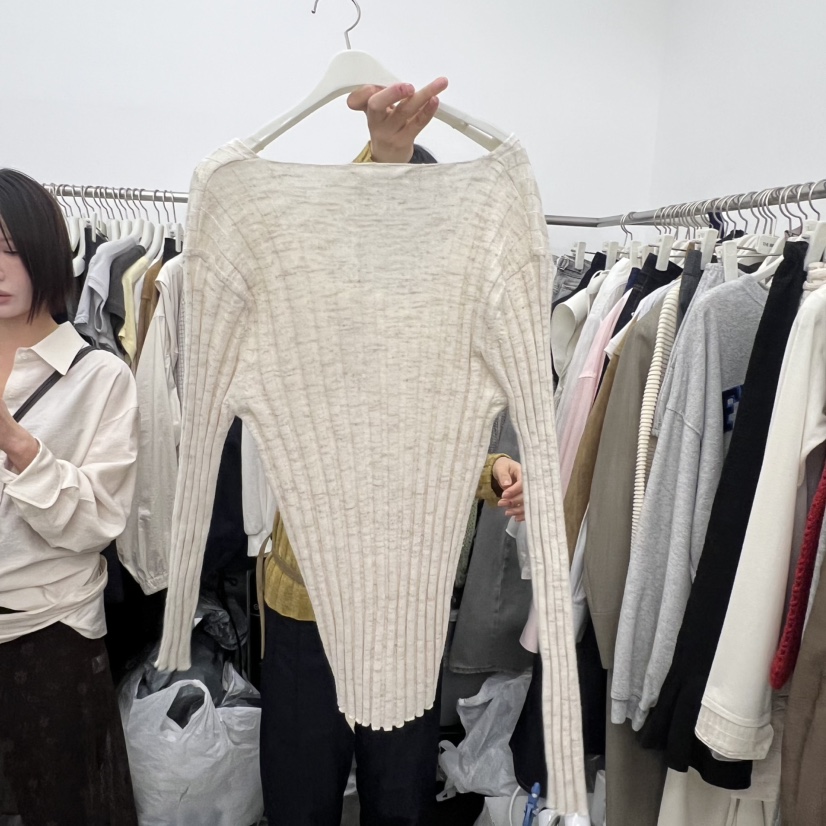 BREATHE東大門直郵女裝新品熱賣真品26春夏針織衫亞麻寬松羅紋BREATHE針織衫