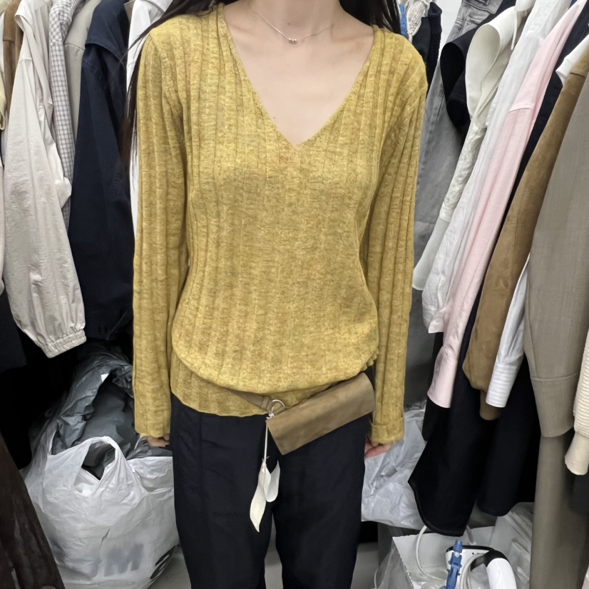 BREATHE東大門直郵女裝新品熱賣真品26春夏針織衫亞麻寬松羅紋BREATHE針織衫圖色2