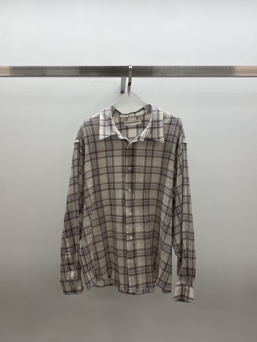 WEARABLE-L東大門實拍女裝新款熱賣26春夏襯衫蕾絲衫格紋WEARABLE襯衫/蕾絲衫圖色2