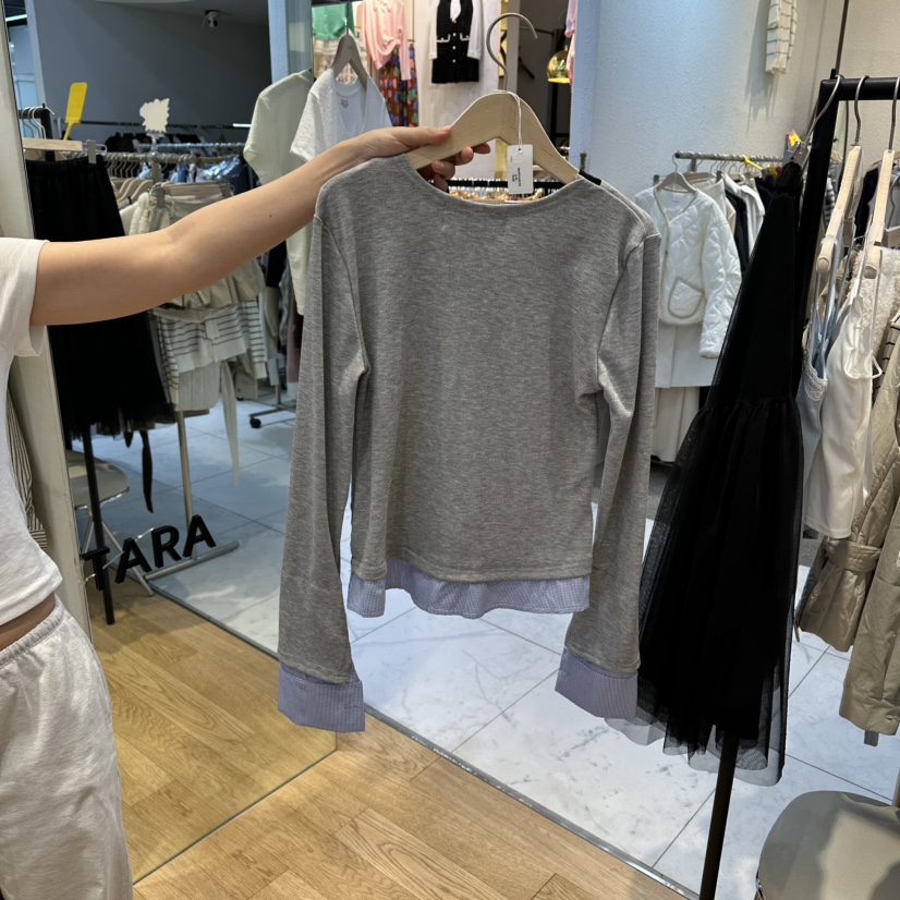 TARA韓國直郵女士新款熱賣休閑推薦26春夏針織衫假兩件開衫TARA針織衫