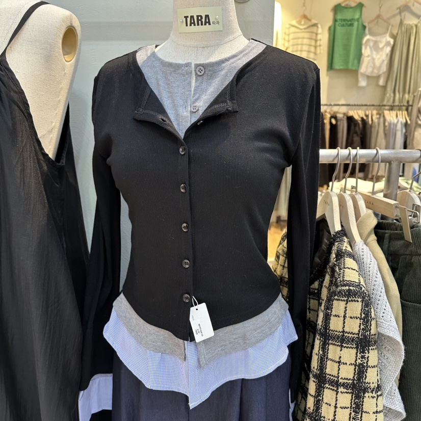 TARA韓國直郵女士新款熱賣休閑推薦26春夏針織衫假兩件開衫TARA針織衫圖色2