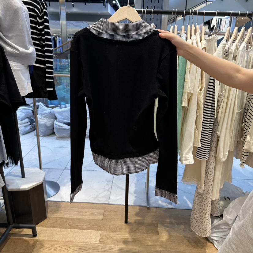 TARA韓國直郵女裝新品時尚真品26春夏休閑襯衫蕾絲衫假兩件TARA襯衫/蕾絲衫