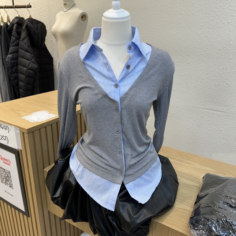 TARA韓國直郵女裝新品時尚真品26春夏休閑襯衫蕾絲衫假兩件TARA襯衫/蕾絲衫圖色1