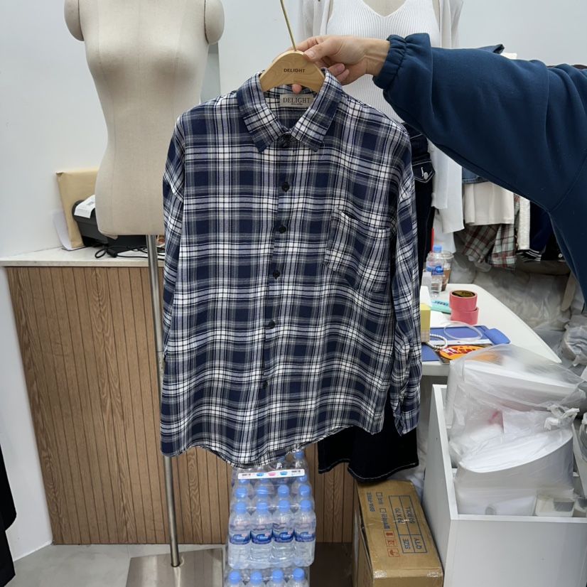 DELIGHT-Q韓國直郵女裝新款休閑26春夏時尚襯衫蕾絲衫格子DELIGHT-Q襯衫/蕾絲衫圖色3