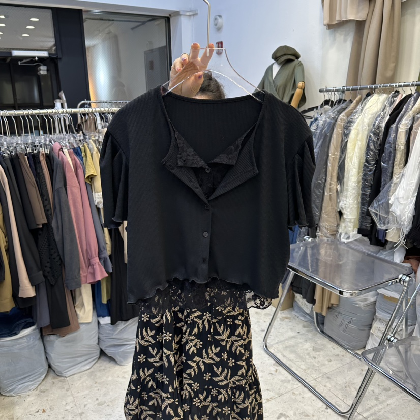 MARIGOLD韓國代購女裝新品真品職業針織衫假兩件蕾絲開衫MARIGOLD針織衫圖色3