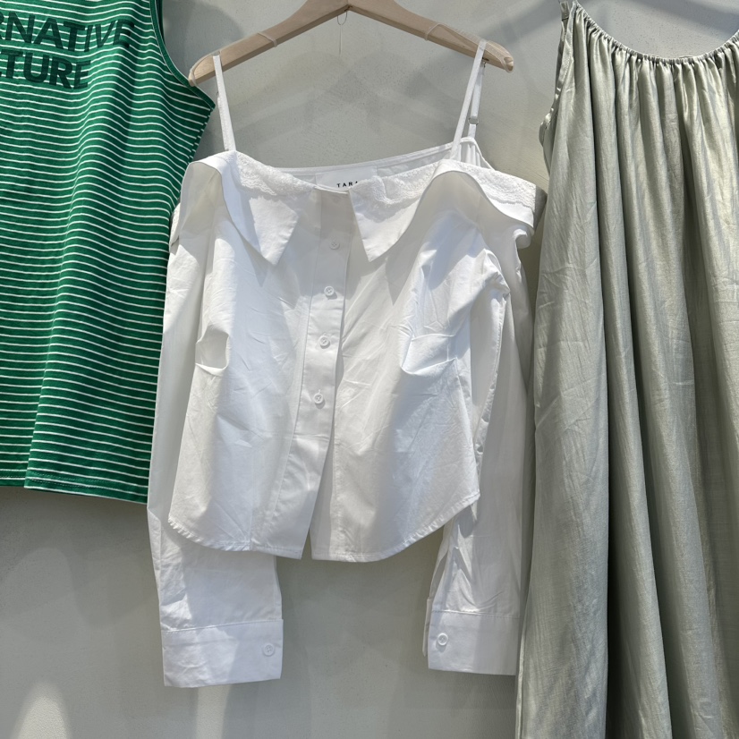 TARA東大門直郵女裝新款人氣推薦26春夏休閑襯衫蕾絲衫露肩TARA襯衫/蕾絲衫圖色1