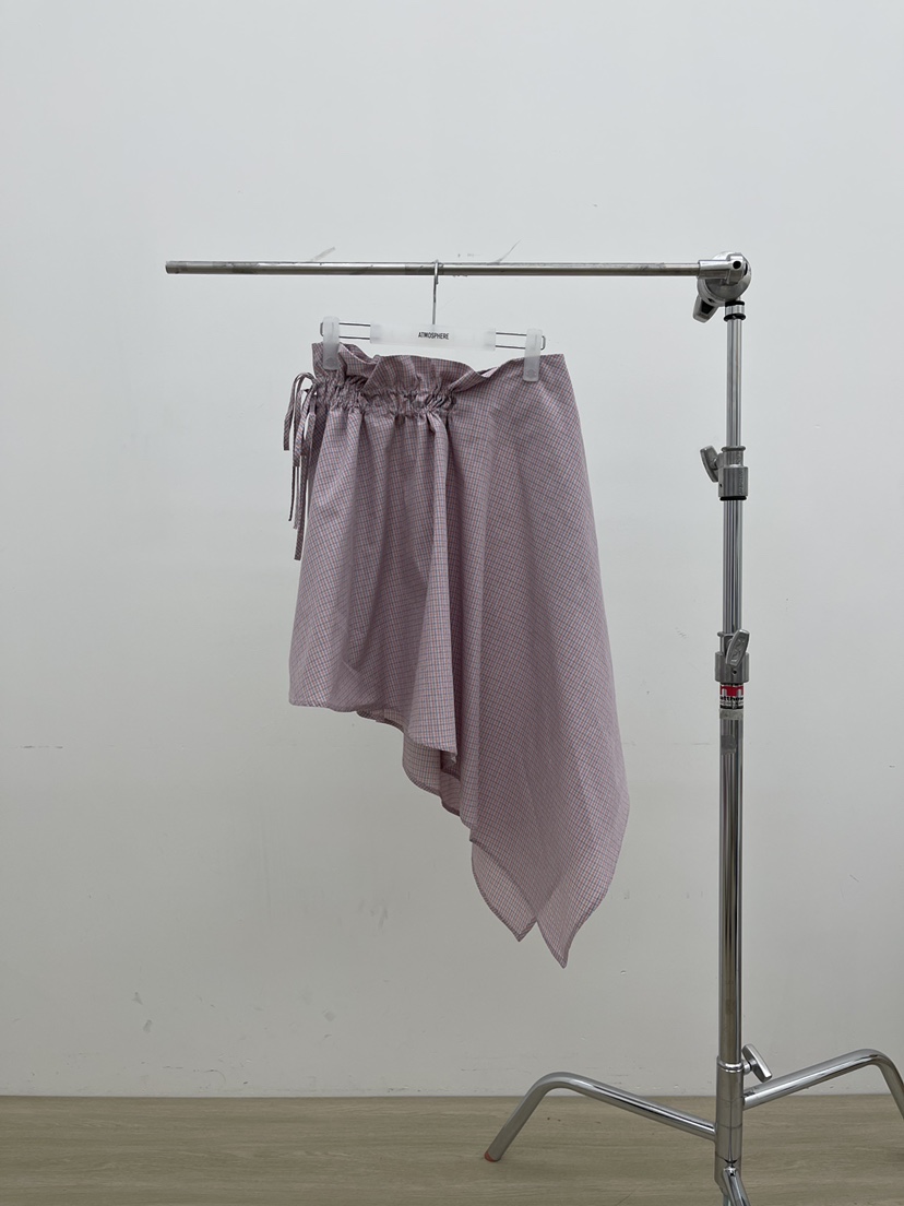 ATMOSPHERE韓國直郵女裝新品26春夏真品職業短裙不對稱格子ATMOSPHERE/BLING短裙圖色1