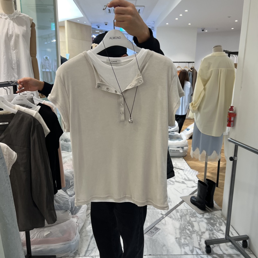 ALMOND東大門代購女裝新款推薦時尚熱賣26春夏職業真品T恤ALMONDT恤圖色1