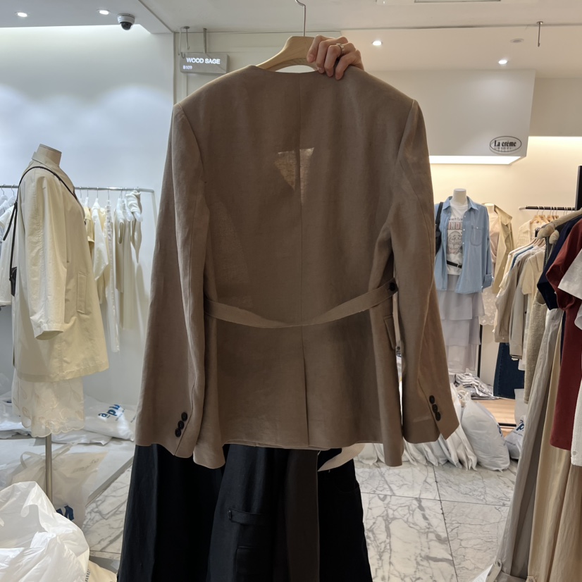 LA MAGIE FEMME韓國直郵女裝新品真品時尚夾克不對稱腰帶Lamagie Femme夾克