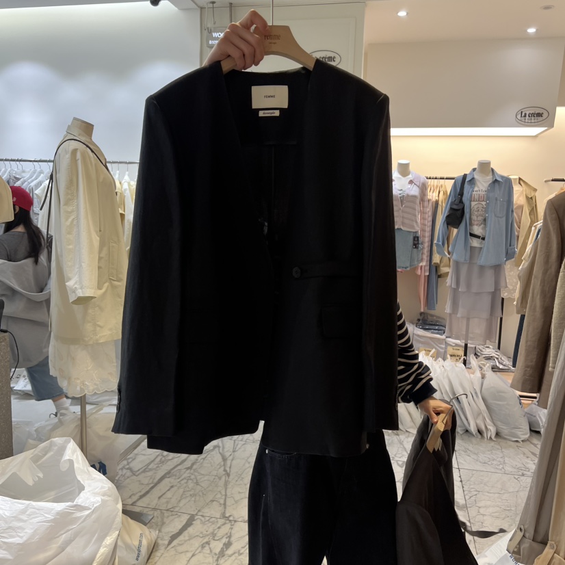 LA MAGIE FEMME韓國直郵女裝新品真品時尚夾克不對稱腰帶Lamagie Femme夾克圖色3