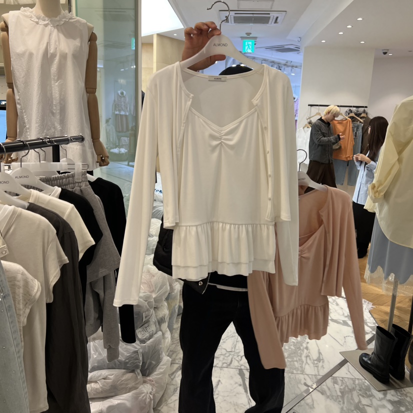 ALMOND東大門實拍女裝新品人氣休閑推薦套裝套裝開衫羅紋ALMOND套裝圖色2
