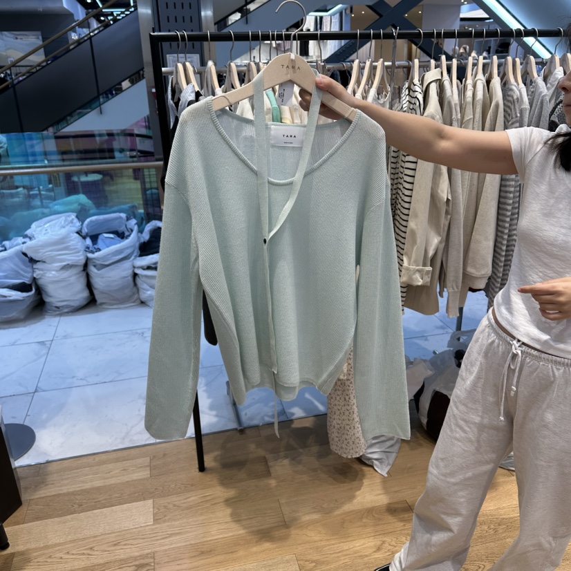 TARA韓國直郵女裝新款時尚推薦熱賣人氣真品針織衫含腰帶TARA針織衫圖色2