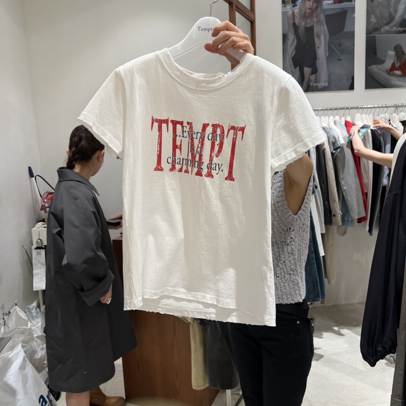 TEMPTING東大門代購女士新品26春夏推薦休閑人氣時尚T恤復古TEMPTINGT恤圖色1