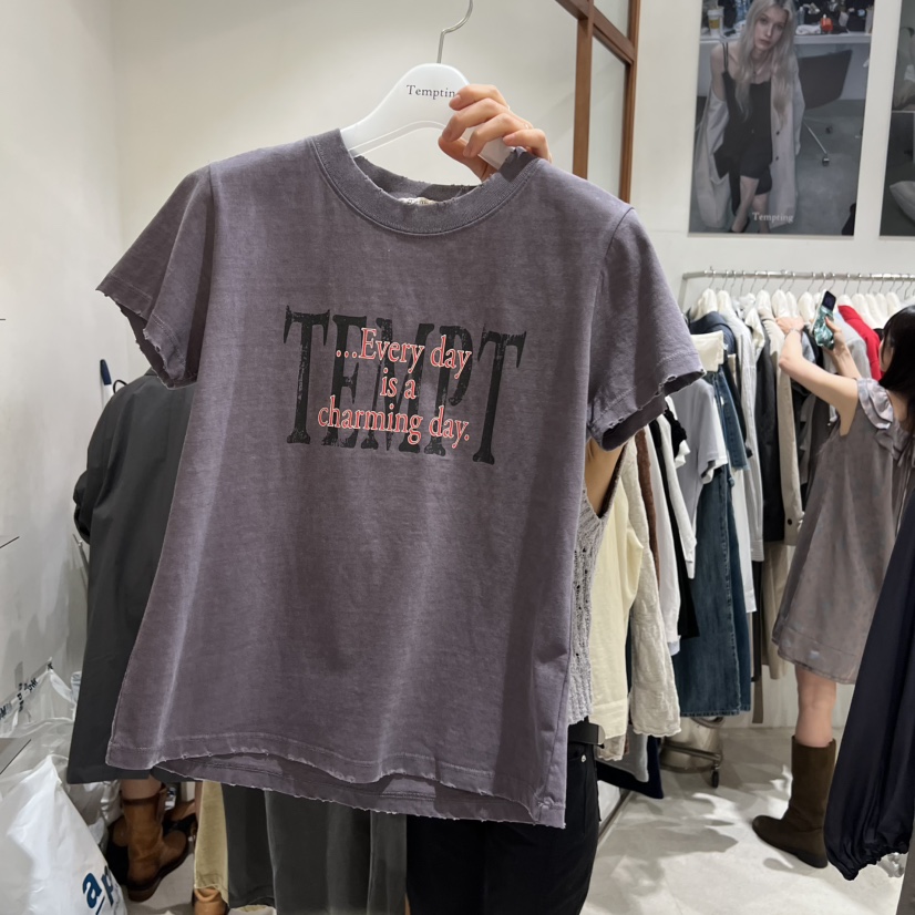 TEMPTING東大門代購女士新品26春夏推薦休閑人氣時尚T恤復古TEMPTINGT恤圖色3