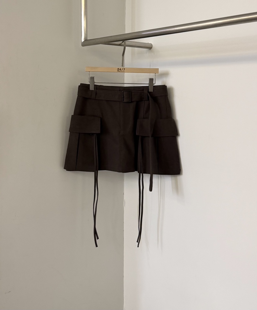 TWENTY FOUR SEVEN24-7東大門直郵女士新款休閑裙褲口袋TEWNTY FOUR SEVEN24-7裙褲圖色1棕色