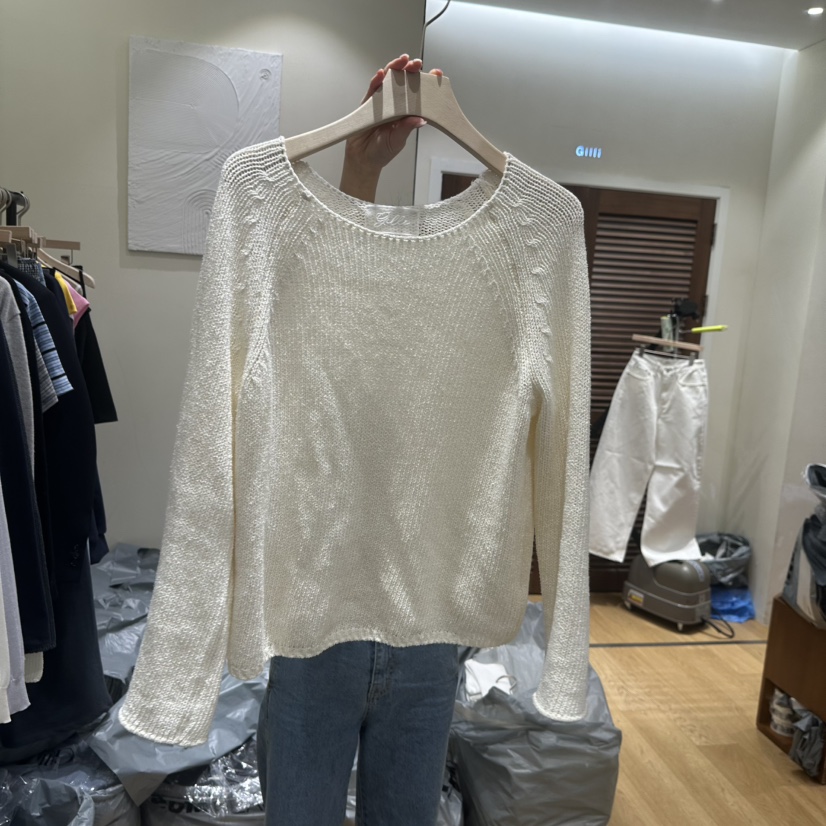 GILLI東大門實拍女士新品人氣休閑真品熱賣推薦針織衫亞麻GILLI針織衫圖色3白色