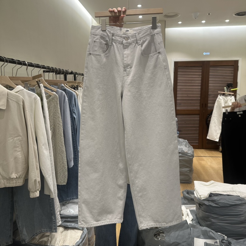 GILLI韓國直郵女士新款時尚推薦人氣熱賣真品職業牛仔褲棉布GILLI牛仔褲圖色1米色