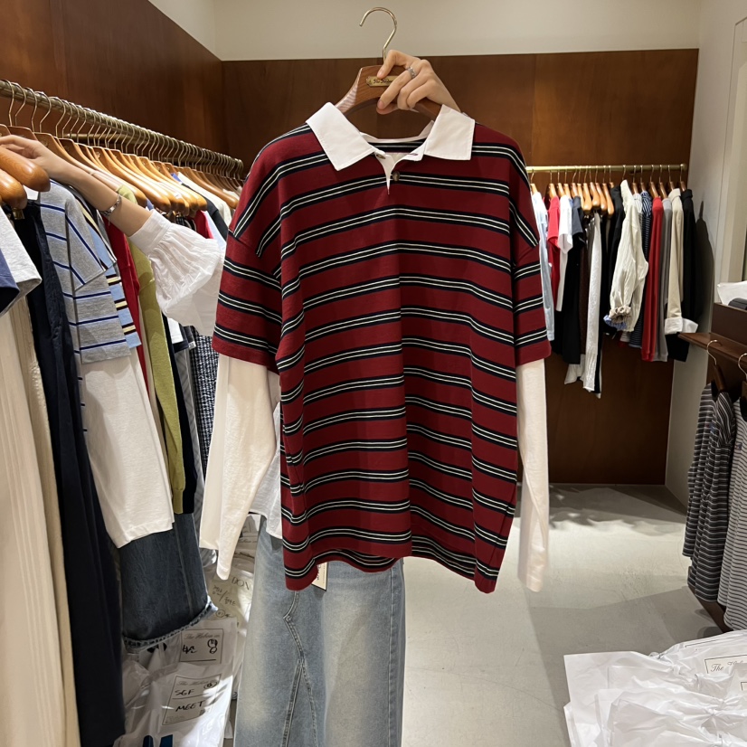 HEBON東大門直郵女士新品真品休閑熱賣26春夏長袖T恤假兩件HEBON長袖T恤圖色1