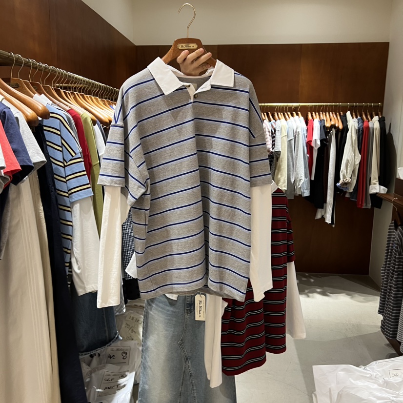 HEBON東大門直郵女士新品真品休閑熱賣26春夏長袖T恤假兩件HEBON長袖T恤圖色2