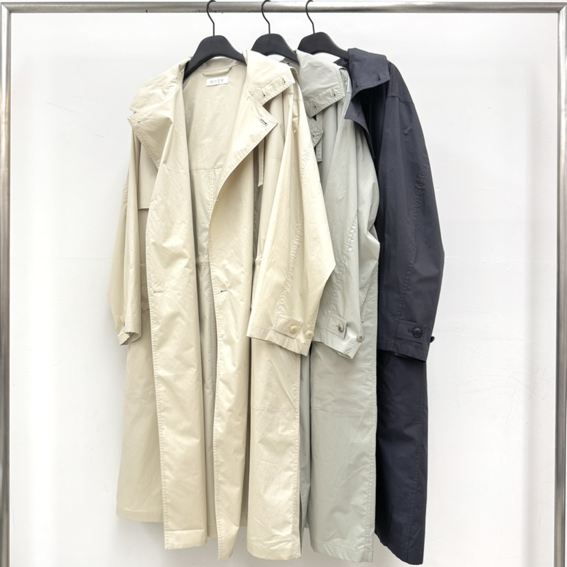 RIVER韓國直郵女裝新品熱賣休閑推薦人氣26春夏職業長款風衣WATER/RIVER長款風衣