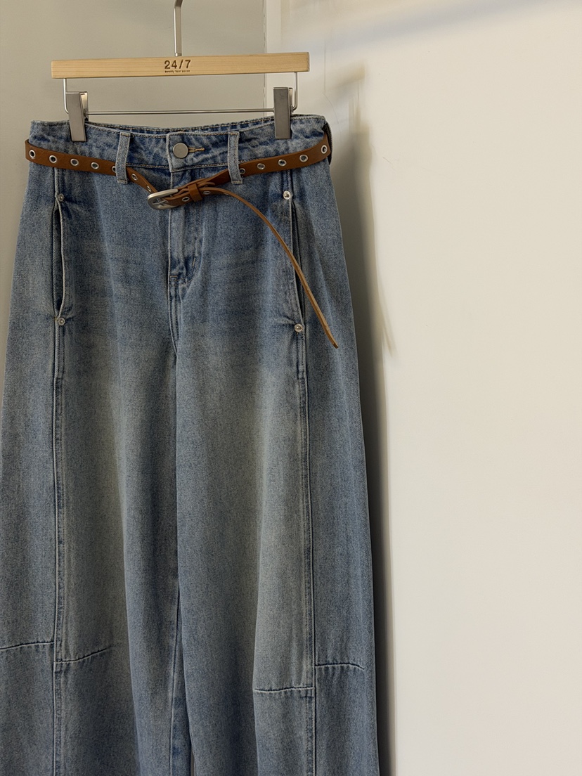 TWENTY FOUR SEVEN24-7東大門代購女裝新款時尚牛仔褲含腰帶TEWNTY FOUR SEVEN24-7牛仔褲
