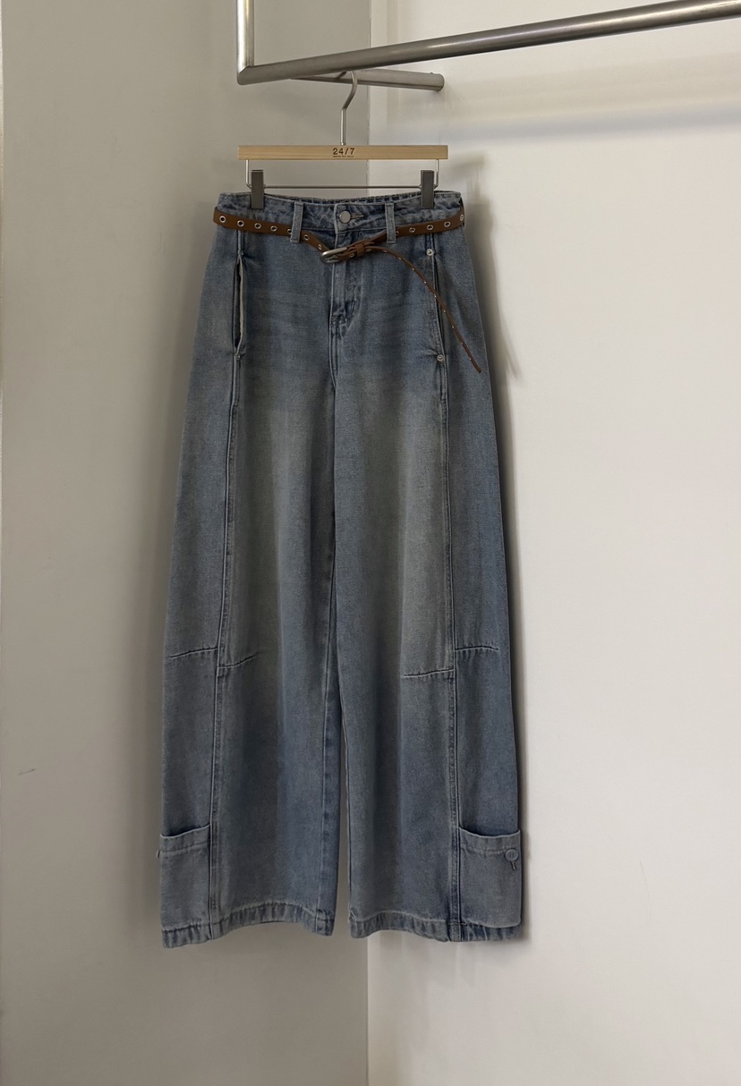 TWENTY FOUR SEVEN24-7東大門代購女裝新款時尚牛仔褲含腰帶TEWNTY FOUR SEVEN24-7牛仔褲圖色1