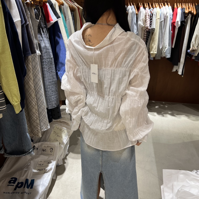 HEBON韓國代購女士新款熱賣26春夏休閑真品人氣襯衫蕾絲衫HEBON襯衫/蕾絲衫